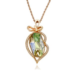 Elegants kulons ar Swarovski kristālu, 18k zelta pārklājums, ķēdītes garums 55 cm, 